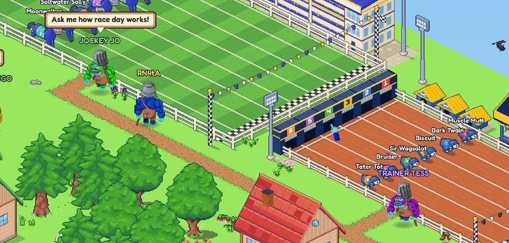 Jockey Jo by the Horske Stadium and Trainer Tess by the Dogke Stadium
