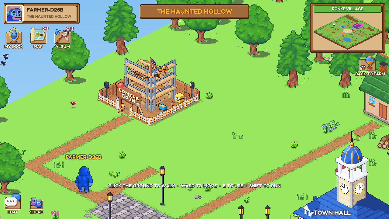 The castle's construction site in the Haunted Hollow, with scaffolding and a COMING SOON sign